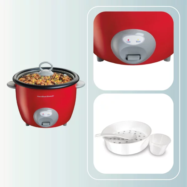 Arrocera Hamilton Beach 20 tazas antiadherente Roja