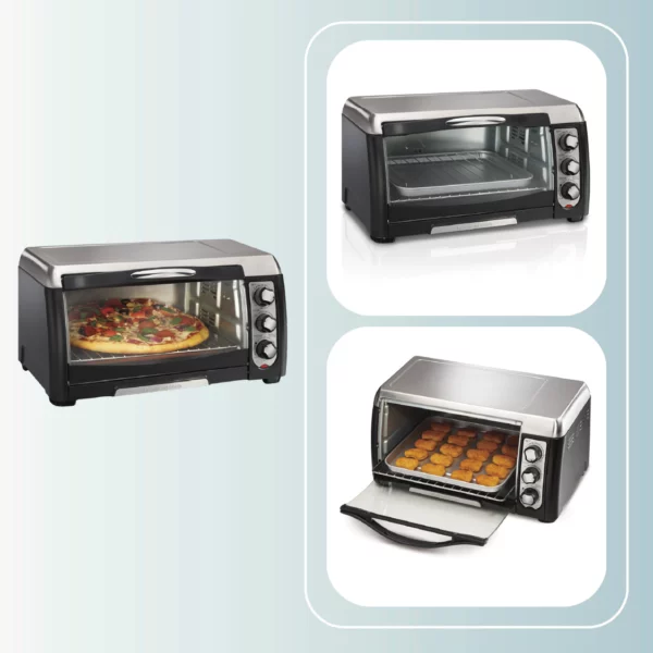 Horno tostador Hamilton Beach 6 rebanadas negro con acero