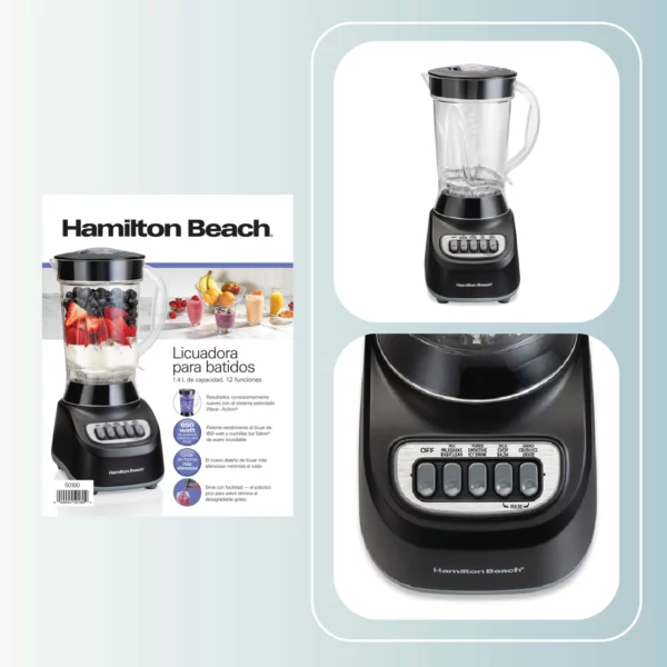 Licuadora Hamilton Beach 12 velocidades 650W Negra