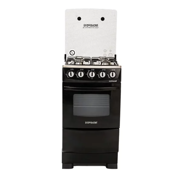 Estufa Ecovolcan de Piso con Horno 20″ Parrillas Hierro Colado Negro