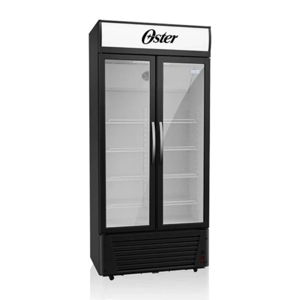 Vitrina Oster 15.8 Pies 2 Puertas Vidrio Panorámico Negro