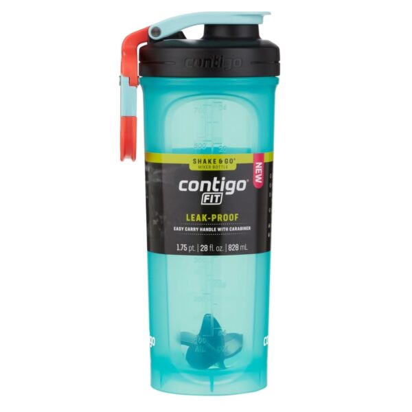 Pachón de Agua Glaciar Fit 2.0 Plastico – 28oz Celeste con Rojo