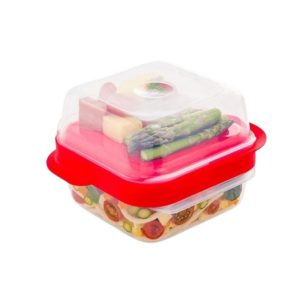 Contenedor Hermético Imusa Set de 3 Piezas, Cuadrado 0.8 Litros, Rojo