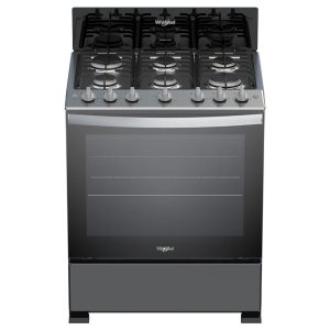 Estufa Whirlpool de 30" Negra, Top Inox, Chispero Y Luz En Horno