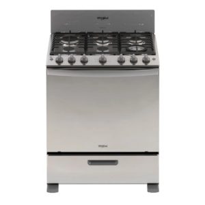 Estufa de 30" Whirlpool Parrillas Hierro Chispero con Capelo Gris