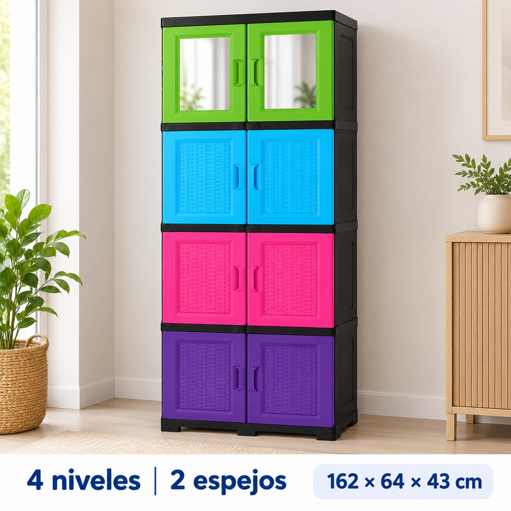 Gabinete Multiusos Rattan con Espejo Plastimas 4 N Combinado - Imagen 5