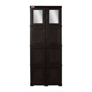 Gabinete Multiusos Rattan con Espejo Plastimas 4 N Rattan Cafe