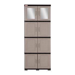 Gabinete Multiusos Rattan con Espejo Plastimas 4 N Rattan Cocoa