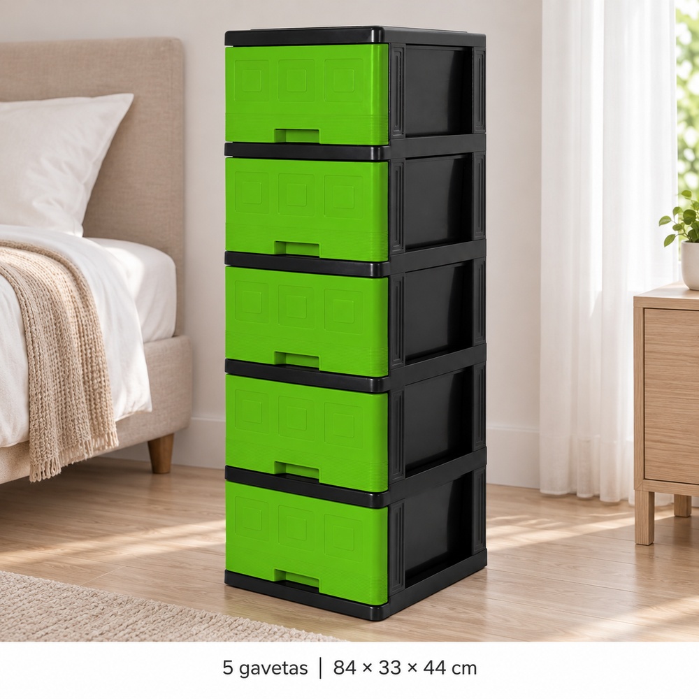 Gavetero Mediano 5 Niveles Plastimas Verde Electrico - Imagen 4
