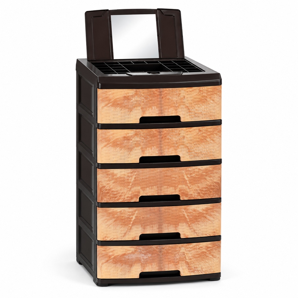 Gavetero Vanity Plastimas Rattan Madera Sandalo - Imagen 2
