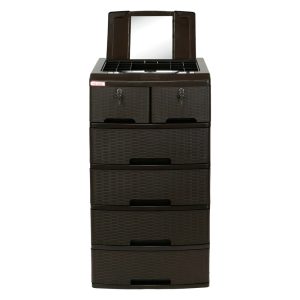 Gavetero Vanity con Llavín Plastimas Rattan Cafe