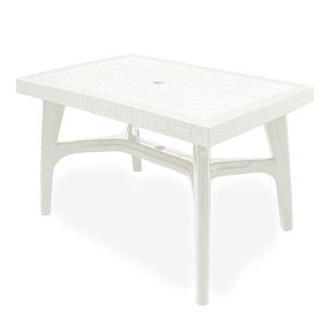 Mesa Dynasty Plastimas Familiar Rattan Blanco