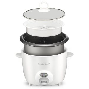 Olla Arrocera Hamilton Beach 10 Tazas Antiadherente, Color Blanca