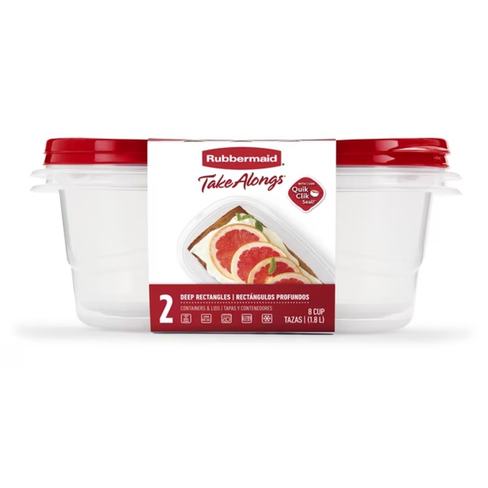 Recipiente Hermético Rubbermaid 8 Tazas 2 Pack Rectangular Takealongs