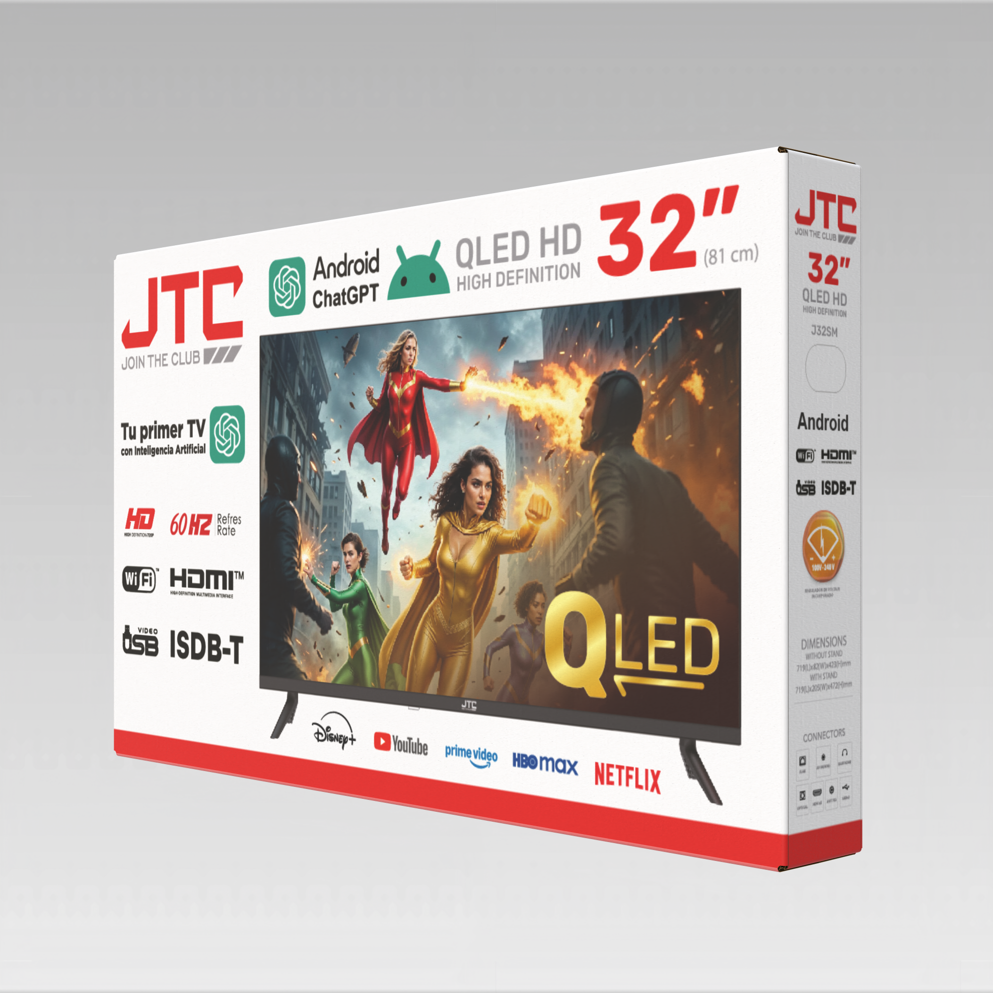 Televisor Smart Tv Qled Jtc 32" Smart Isdbt con Bluetooth - Imagen 4