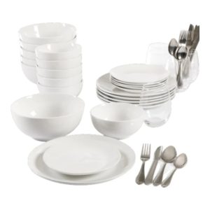 Vajilla de Porcelana McKenzie Gibson 54 Piezas, Cubiertos + Vasos