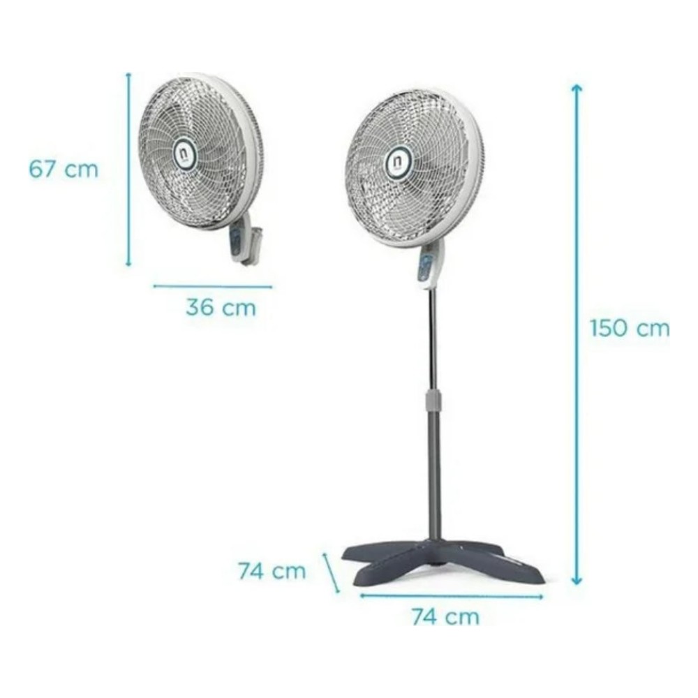 Ventilador de Pedestal NAVIA P1833 de 18" 3 Velocidades Gris - Imagen 2