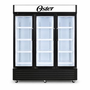 Vitrina 35 Pies Oster Parillas Metalicas 3 Puertas de Vidrio Negro