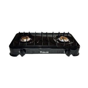 Volcán de Mesa a Gas con 2 Hornillas, Bases de Aluminio Negro