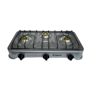 Volcán de Mesa a Gas con 3 Hornillas, Bases de Aluminio Silver